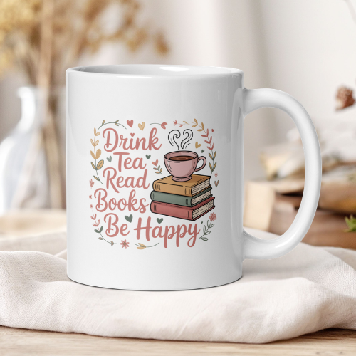 Drink tea, read books, be happy floral