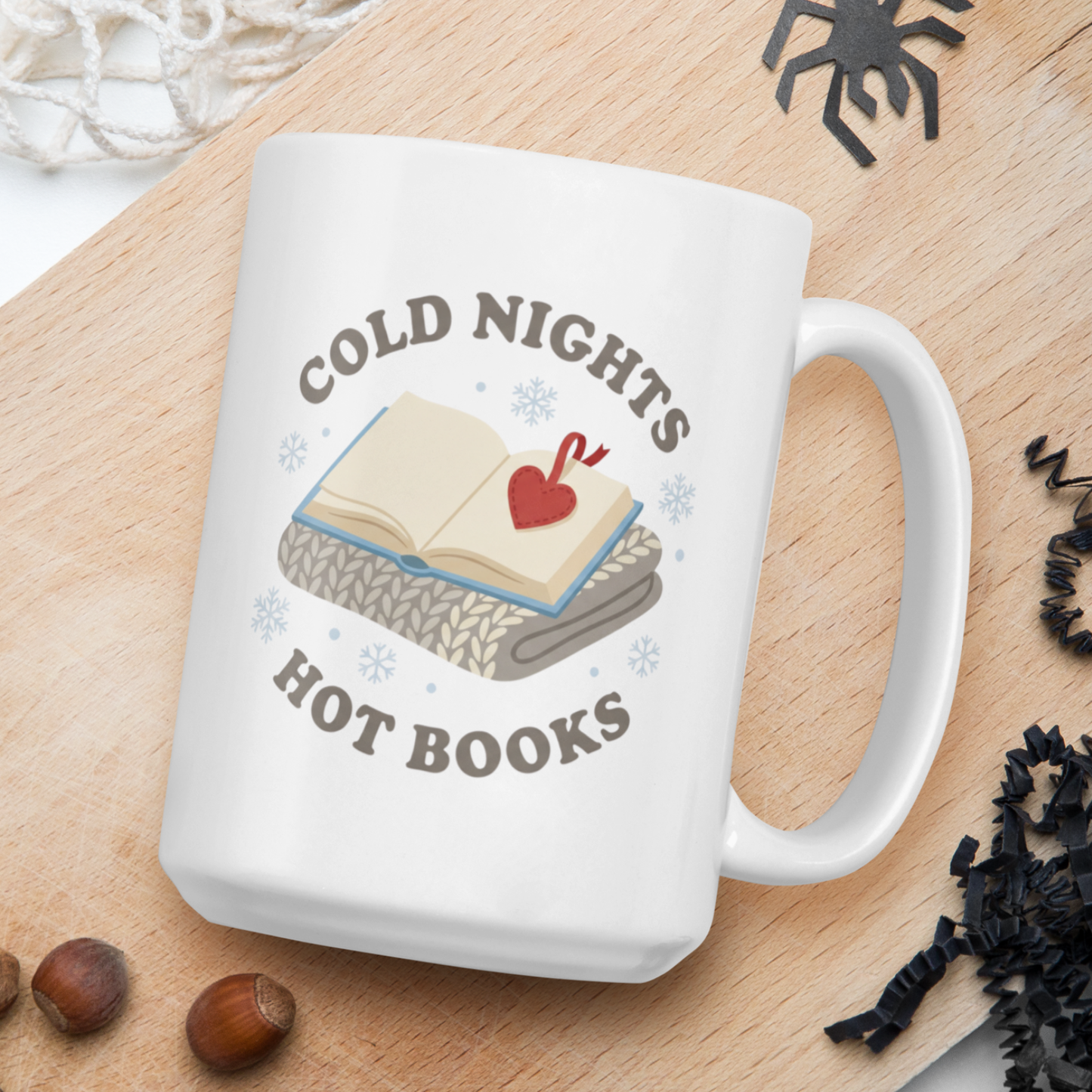 Cold nights with books mug