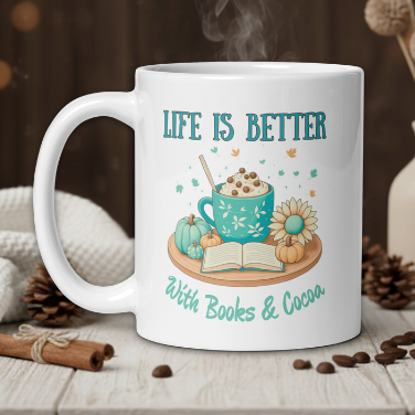 "Life is better with Books & Cocoa"