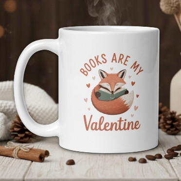 Valentine fox book lover mug