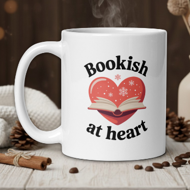 Bookish at heart mug