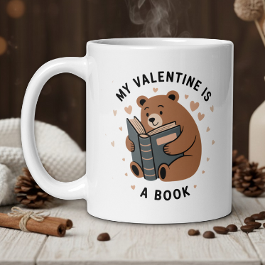 My valentine is a Book mug
