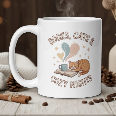 Books, cats... pastel mug
