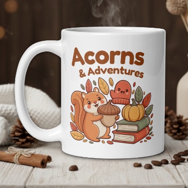 Bookish "Acorns and Adventures" Mug