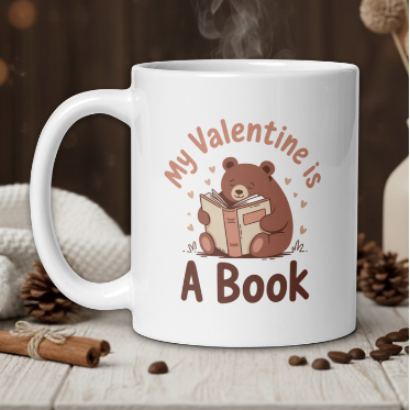 Valentine book bear mug