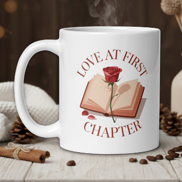 Love at first chapter flower mug