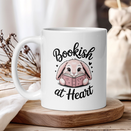 Bookish at heart bunny mug