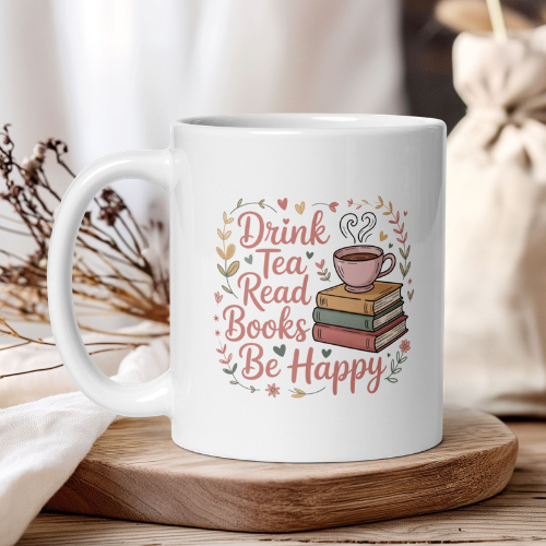 Drink tea, read books, be happy floral