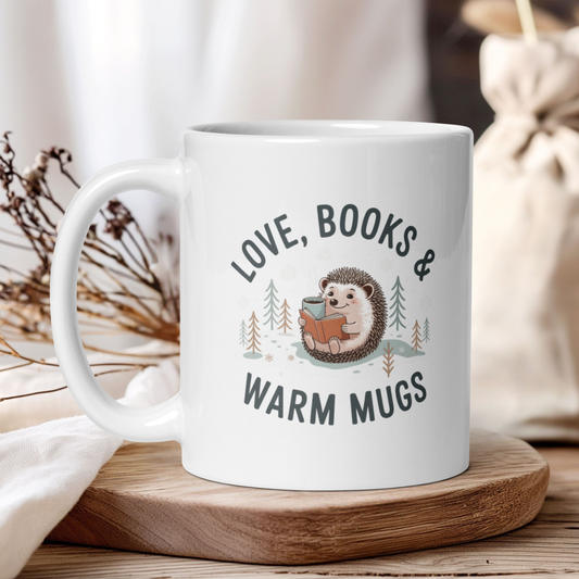 Love, books & warm mugs mug