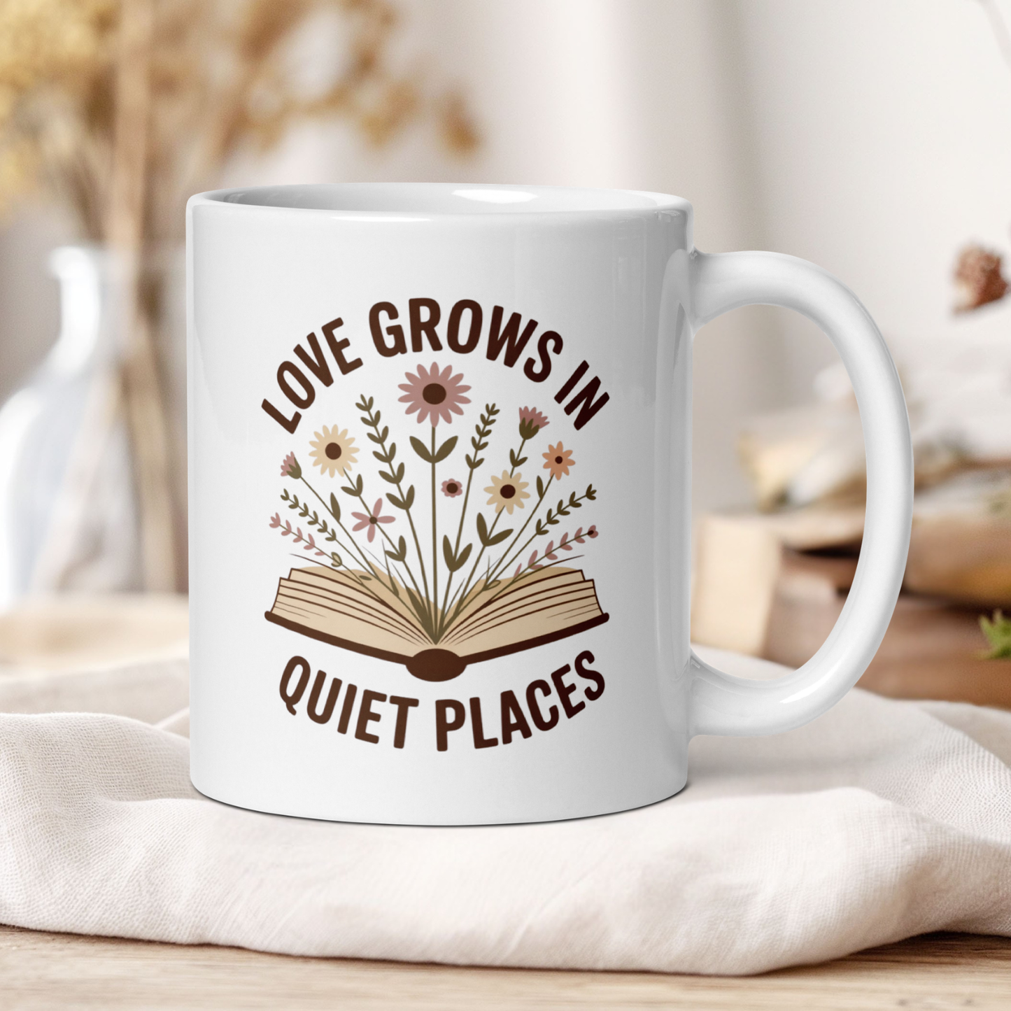 Love Grows in Quiet Places Coffee Cup for Readers