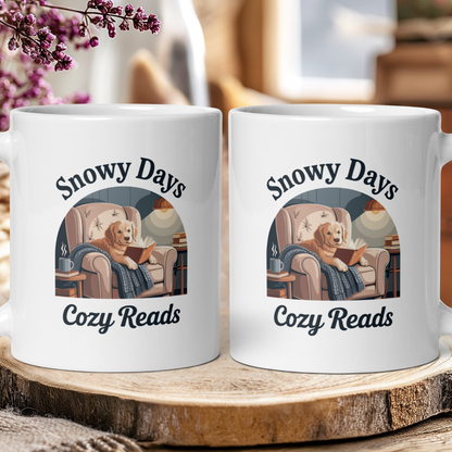 Snowy days, cozy reads mug