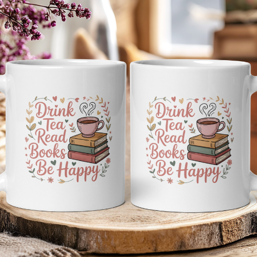 Drink tea, read books, be happy floral