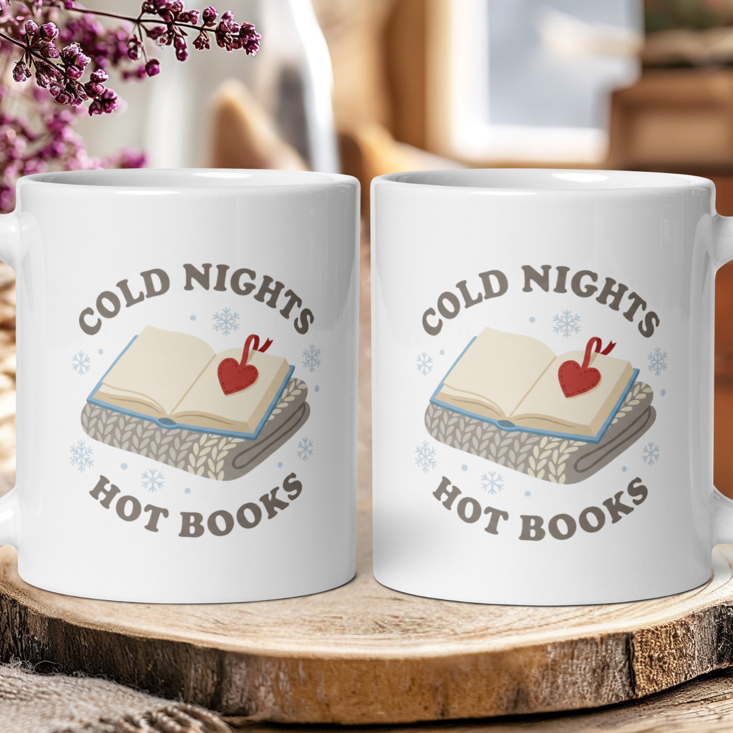 Cold nights with books mug