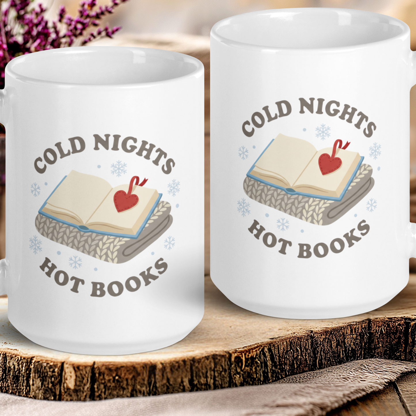 Cold nights with books mug