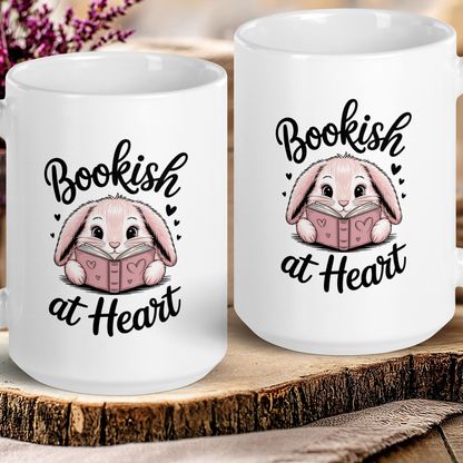 Bookish at heart bunny mug