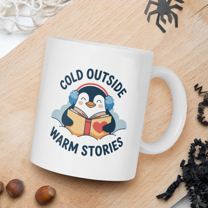 Cold outside, warm stories mug